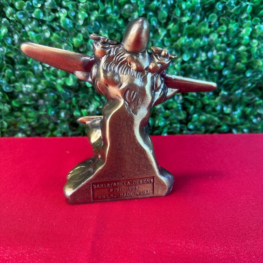 Sarsaparilla Designs Airplane Statue Made In The USA  Bronze Toned Metal